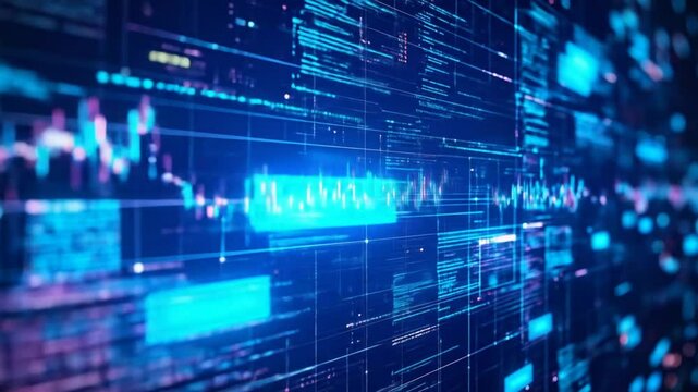 Financial stock market data visualization and analysis, digital futuristic interface - Powered by Adobe