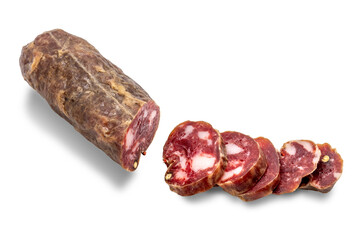Dried pork sausage salami isolated