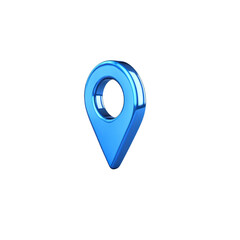 Blue map pointer location isolated on transparent background