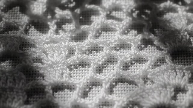 Intricate White Crochet Pattern Close Up Textile Texture Background