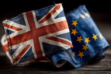 UK and EU flags intertwined, symbolizing ongoing collaboration and partnership between the United Kingdom and the European Union after Brexit negotiations