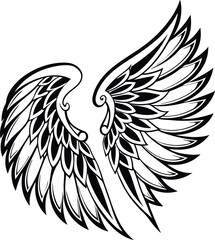 Obraz premium Intricate Angel Wings Tattoo Design in Black and White