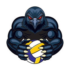 Obraz premium volleyball mascot crow vector illustration design