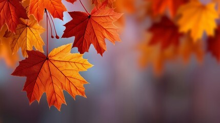 Colorful Autumn Leaves on Tree Branches