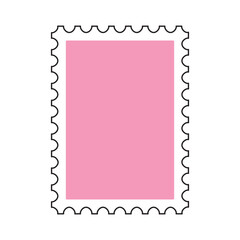Vertical pink blank postage stamp template isolated vector illustration