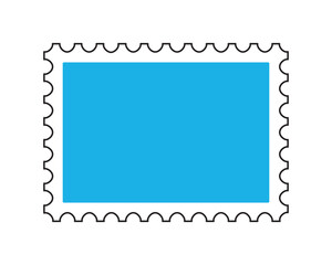 Blue blank postage stamp template isolated vector illustration