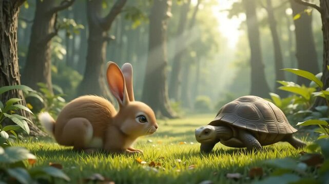 Rabbit and tortoise cartoon 