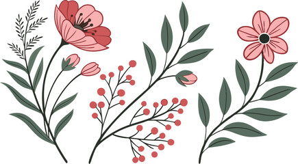 Elegant Floral Arrangement with Berries and Leaves