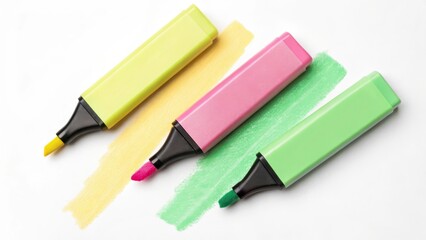Pastel Highlighters on White Background