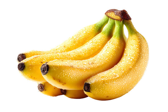 Fresh Yellow Bananas with Dew Drops on a Black Background Perfect for Food Photography and Cul