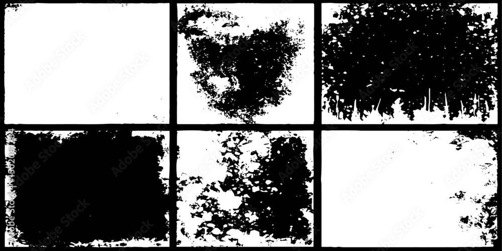 Poster collection of abstract black and white grunge textures perfect for adding depth and style.in a grid 
