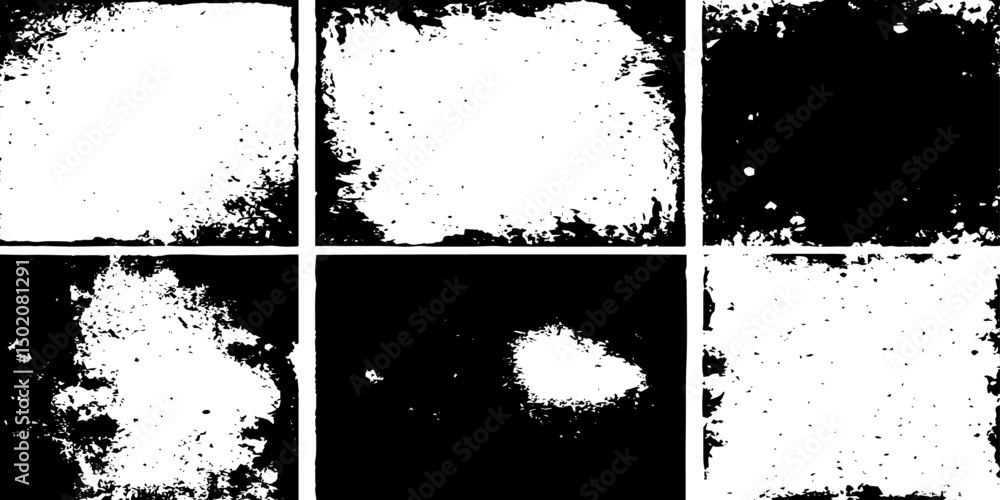 Poster collection of abstract black and white grunge textures perfect for adding depth and style.in a grid 