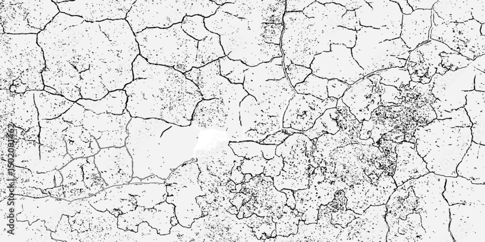 Poster white surface with a pattern of cracks and dark spots all over it, creating a distressed and aged te
