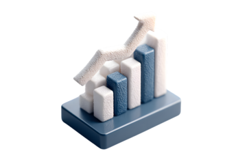 3D Bar Graph with Upward Trend Arrow Business Growth Visualization