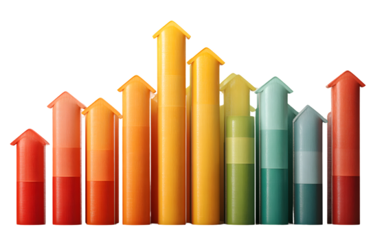 Colorful Arrows Representing Growth and Progress in Business Finance and Data Visualization
