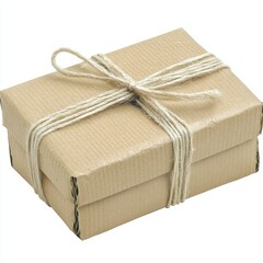 Brown cardboard delivery package isolated on white background, cut out shipping box for logistics, ecommerce and postal service concept in clean product layout