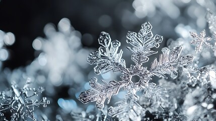 Close-up view of intricate snowflake patterns.