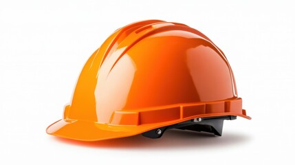Fototapeta premium Bright Orange Safety Helmet Isolated on White Background for Construction