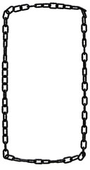 vertical metal chain link frame container on transparent background