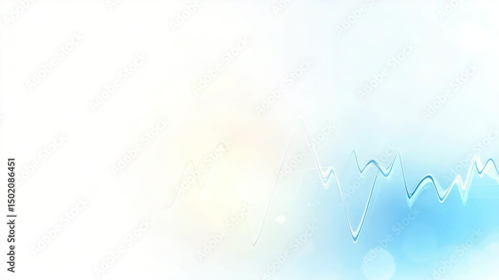 Poster abstract medical background with soft human touch, glowing heart pulse line merging into digital hea