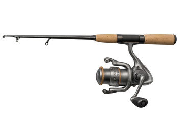 Modern fishing rod with spinning reel isolated on transparent background, perfect for fishing and outdoor activities