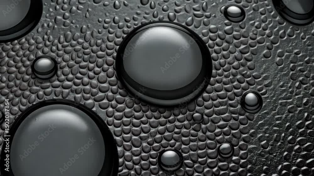 Poster abstract bubbles and surface texture: a close-up captures a mesmerizing array of water droplets on a
