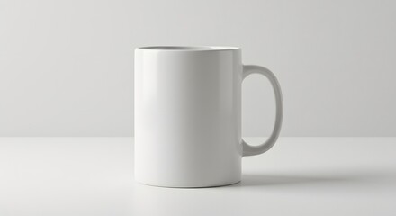 Fototapeta premium White Ceramic Mug Mockup on White Background - Blank Coffee Cup Template for Design