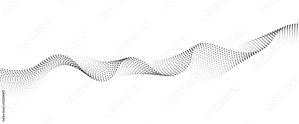 Leinwandbilder Flowing Dot Wave halftone gradient pattern on transparent background	
