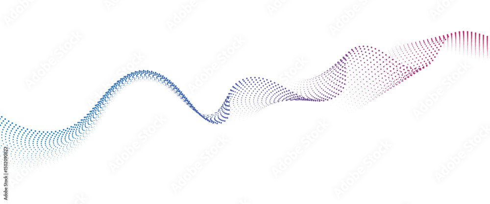 Poster Flowing Dot Wave halftone gradient pattern on transparent background	
