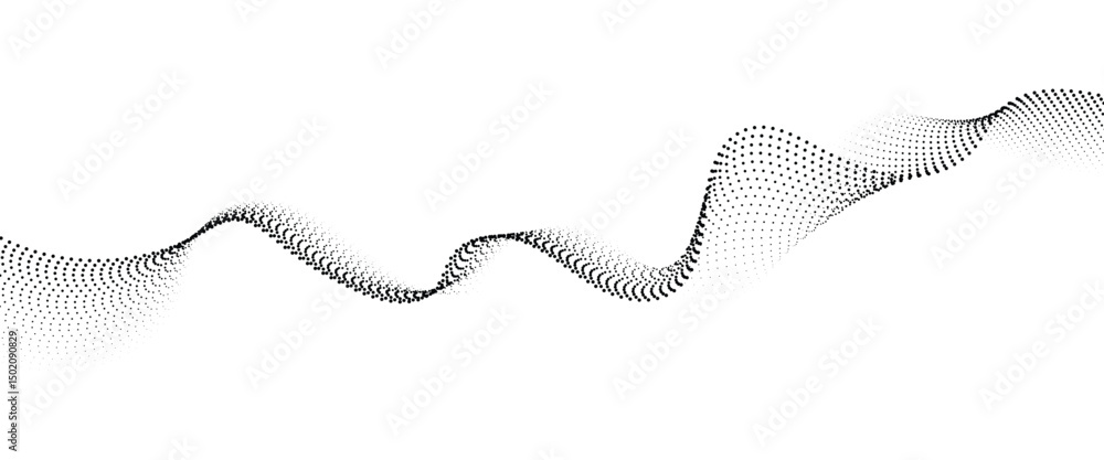 Poster Flowing Dot Wave halftone gradient pattern on transparent background	
