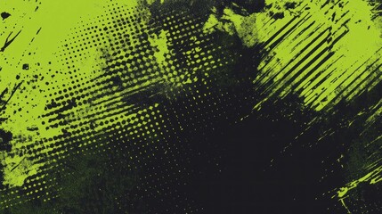 Abstract textured background with dark green and lime green.  Intense, vibrant, paint-like design