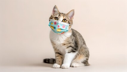 Obraz premium cat wearing mask on isolated background 