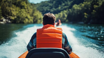 Water sports adventure on a river