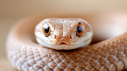 Obraz premium Close-Up of a Serene Snake with Stunning Orange Eyes and Intricate Scales