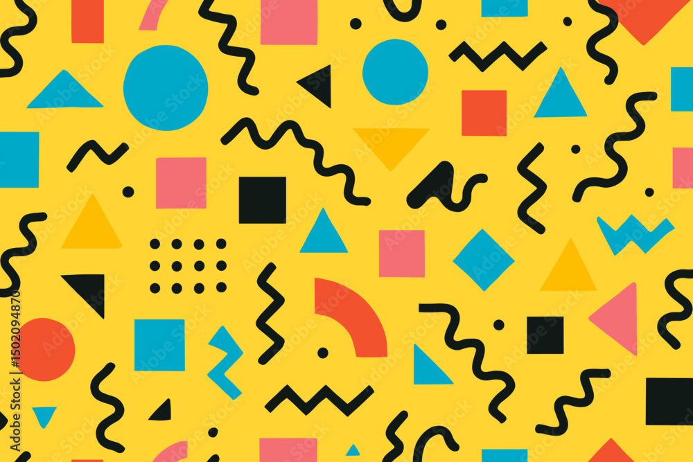 Poster colorful geometric patterns create a vibrant backdrop in modern design