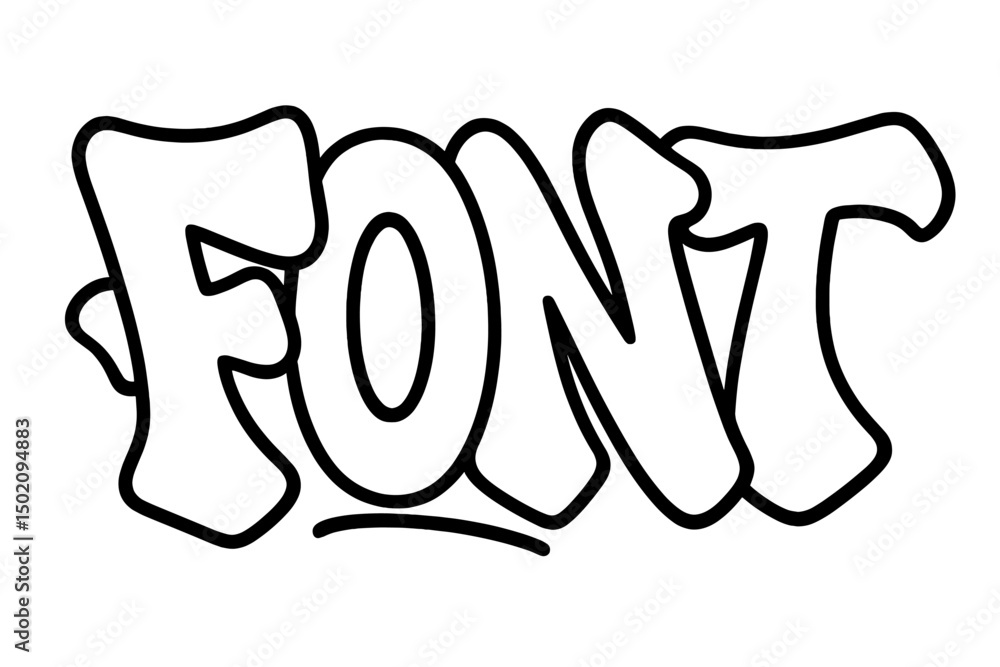 Poster creative graffiti font design showcasing bold letters and playful style with a white background for 