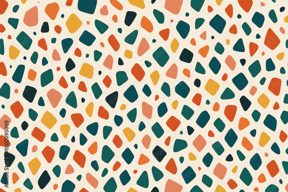 Poster colorful abstract pattern with irregular shapes and textures creating a modern artistic design suita