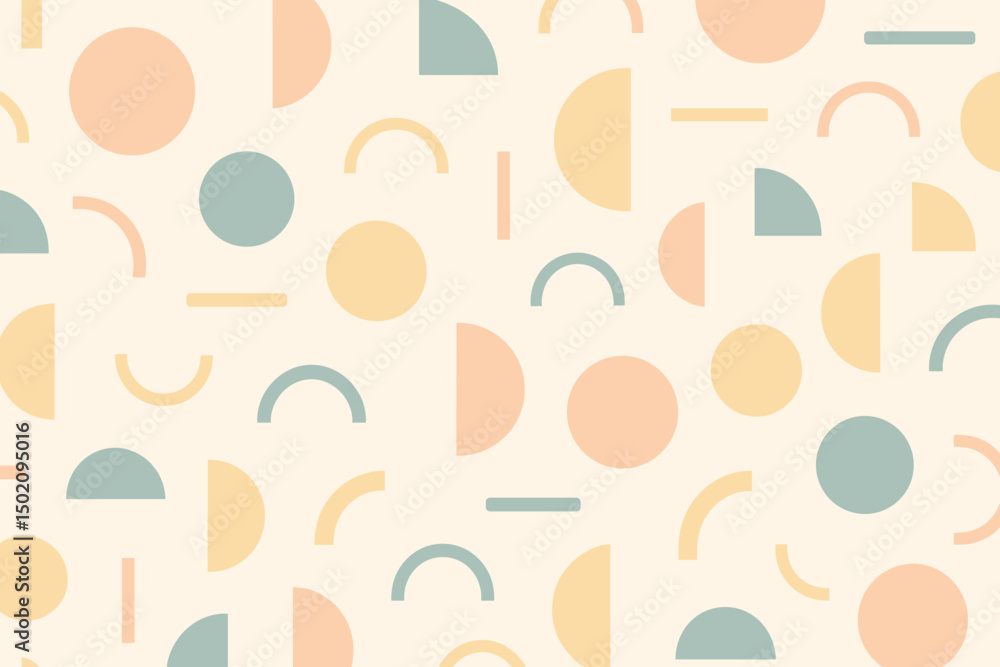 Poster abstract geometric pattern with soft pastel colors in various shapes on a light background