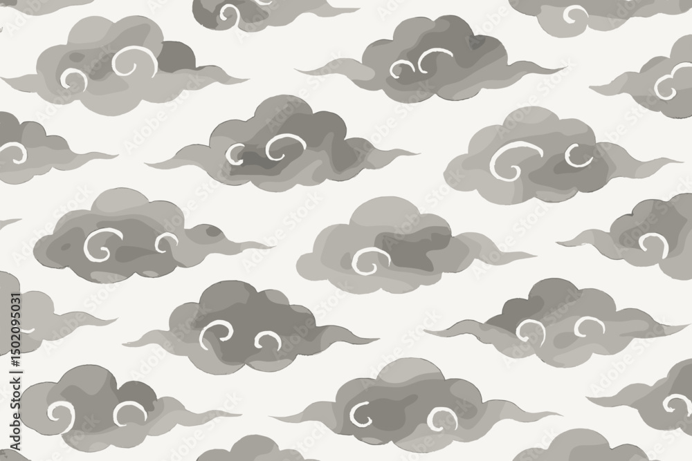 Poster Soft gray clouds pattern creates a calming and serene backdrop for artistic and design projects