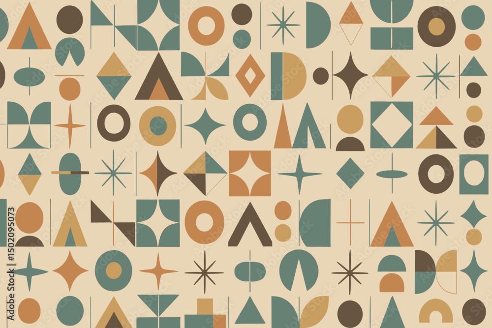 Poster colorful geometric patterns create a vibrant design on a light background