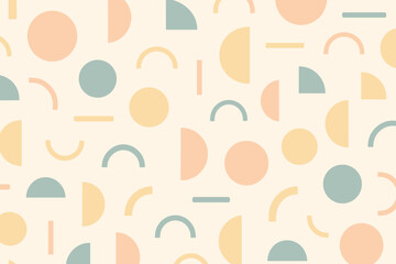 Abstract geometric pattern with soft pastel colors in various shapes on a light background