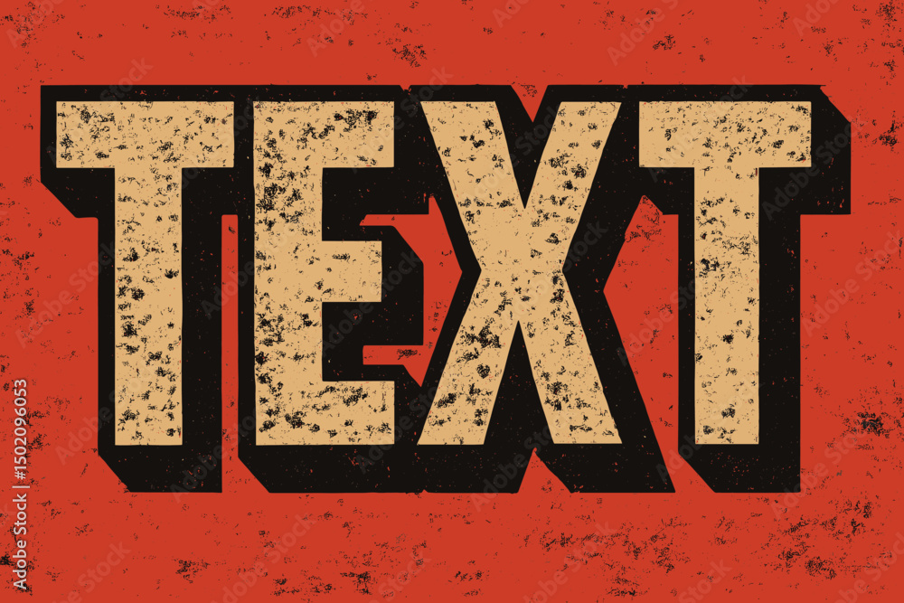 Aufkleber bold vintage design displaying the word text on a textured red background with a rustic feel and str
