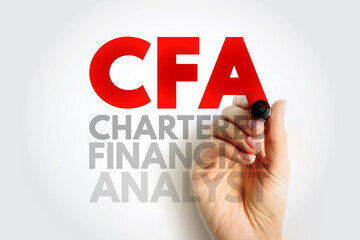 CFA Chartered Financial Analyst - program is a postgraduate professional certification, acronym text concept background