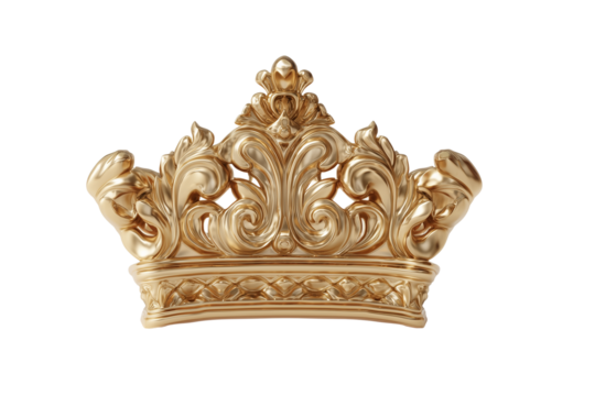 A set of luxurious golden section signs sculpted and crowned with smooth realistic 3D design, isolated on a transparent background