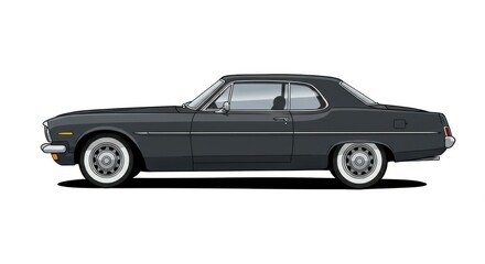 Fototapeta premium Detailed sketch of a classic automobile from a side angle, highlighting elegant body lines and chrome details