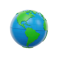 3D rendered icon of planet Earth a vibrant blue and green globe representing global themes ecology international travel or worldwide concepts visual