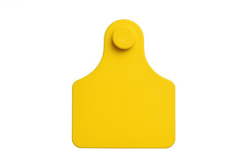 Blank yellow cattle ear tag isolated on transparent background, used for livestock identification and traceability