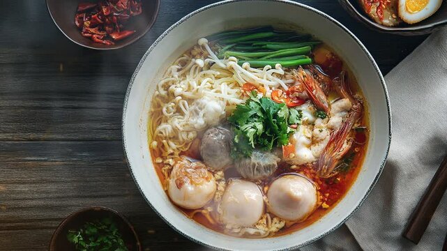 Kway chap in dish on the table with snoke around