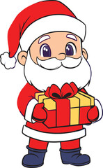 santa claus with gift box