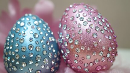 Sparkling, decorated Easter eggs